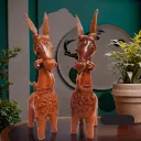 Handcrafted Terracotta Horse Figurines – Set of 2 | Ethnic Indian Decorative Showpieces | 10-Inch Each
