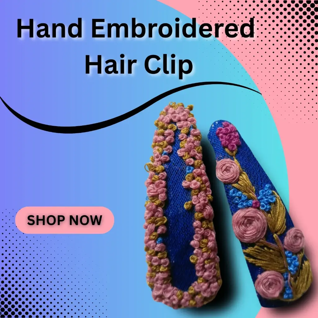 Hand Embroidered Hair Clips