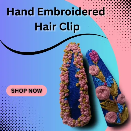 Hand Embroidered Hair Clips