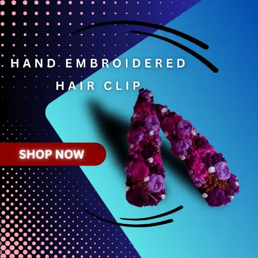 Hand Embroidered Hair Clips | Floral Design | Lightweight, Eco-Friendly Hair Accessories for Women & Girls