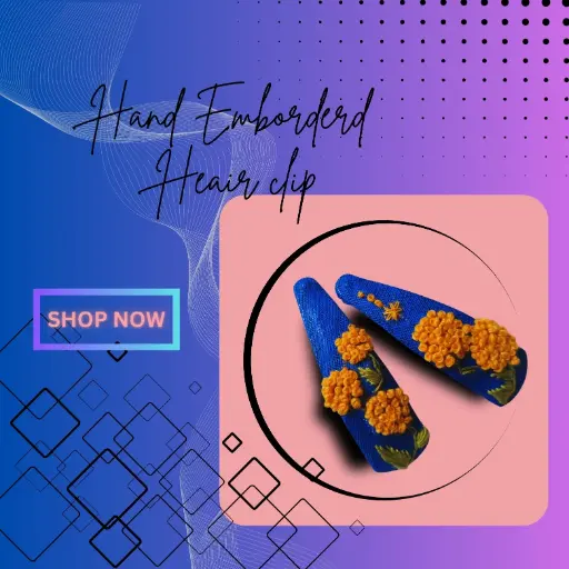 Hand Embroidered Hair Clips for Women & Girls – Floral Design | Handmade Fabric Hair Accessories | Elegant Ethnic Hair Pins for Festive & Daily Wear