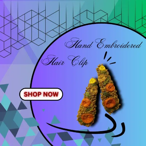 Hand Embroidered Floral Hair Clips for Women & Girls – Traditional Terracotta-Inspired Designer Accessories | Elegant Handmade Hair Pins