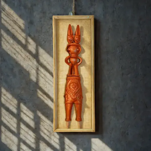 Handcrafted Terracotta Tribal Wall Hanging | Ethnic Indian Art | 16 x 6 Inch Decorative Frame